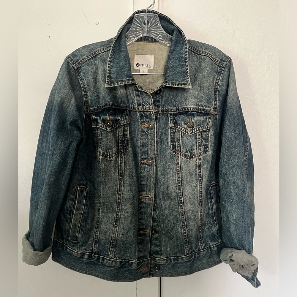 STYLUS Distressed Blue Denim Jacket